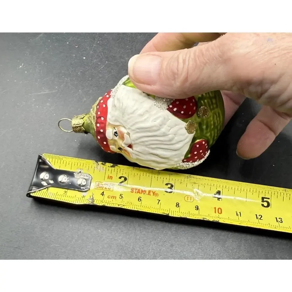 Vintage glass Christmas ornament ROLY POLY SANTA 3